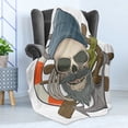 thumbnail image 4 of Skull Soft Flannel Fleece Throw Blanket, Illustration of Sailor Old Skull with Beard Mascot Nautical Theme Skeleton Life, Cozy Plush for Indoor and Outdoor Use, 70" x 90", Multicolor, by Ambesonne, 4 of 5