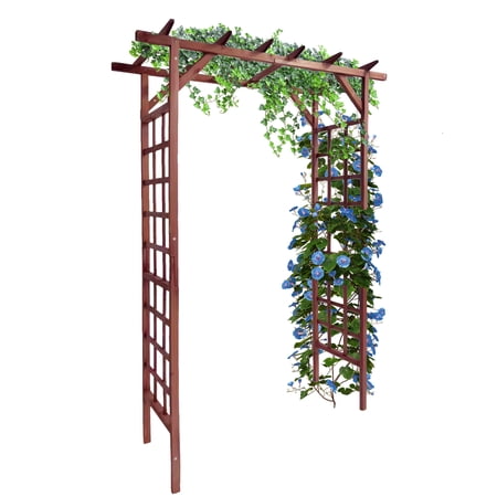 85" Wooden Garden Arbor Arch,Wood Garden Trellis with Flat Top for Climbing Plants, Patio Bridal Party Decoration Arbor for Garden, Lawn, Parties, Ceremony