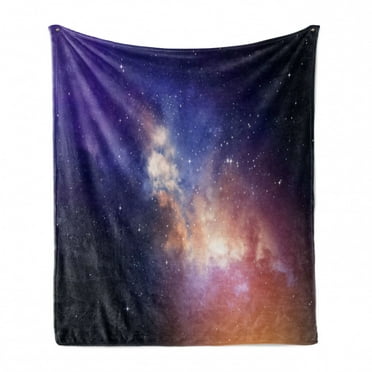 Space Soft Flannel Fleece Throw Blanket, Stars in Sky Supernova Comet Constellation Universe Meteor Planetary Image, Cozy Plush for Indoor and Outdoor Use, 50" x 60", Dark Blue Purple, by Ambesonne