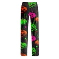 thumbnail image 5 of Halloween Pajama Pants for Women, Neon Splatter Pumpkin & Spiderweb Print Wide Leg Lounge Bottoms with Drawstring Waist, Soft Breathable Sleep Trousers, 1 Pair Earthy Yellow XXXL, 5 of 5