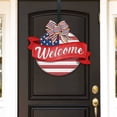 thumbnail image 6 of Designocracy 933103H 18 x 18 in. American Flag Porch Wreath Welcome Sign Holiday Wooden Door Decor, 6 of 9