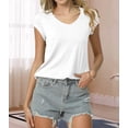 thumbnail image 3 of Camiseta Bliwov, paquete de 3, para mujer, manga corta tipo cap y cuello en V, 3 of 6