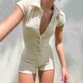thumbnail image 2 of Fengqque Jumpers for Women with Overalls Casual Jumpsuits Plus Size Summer Short Sleeve Jumpsuit For Bodycon Square Neck Rompers Shorts Knitted Bodysuit, 2 of 6