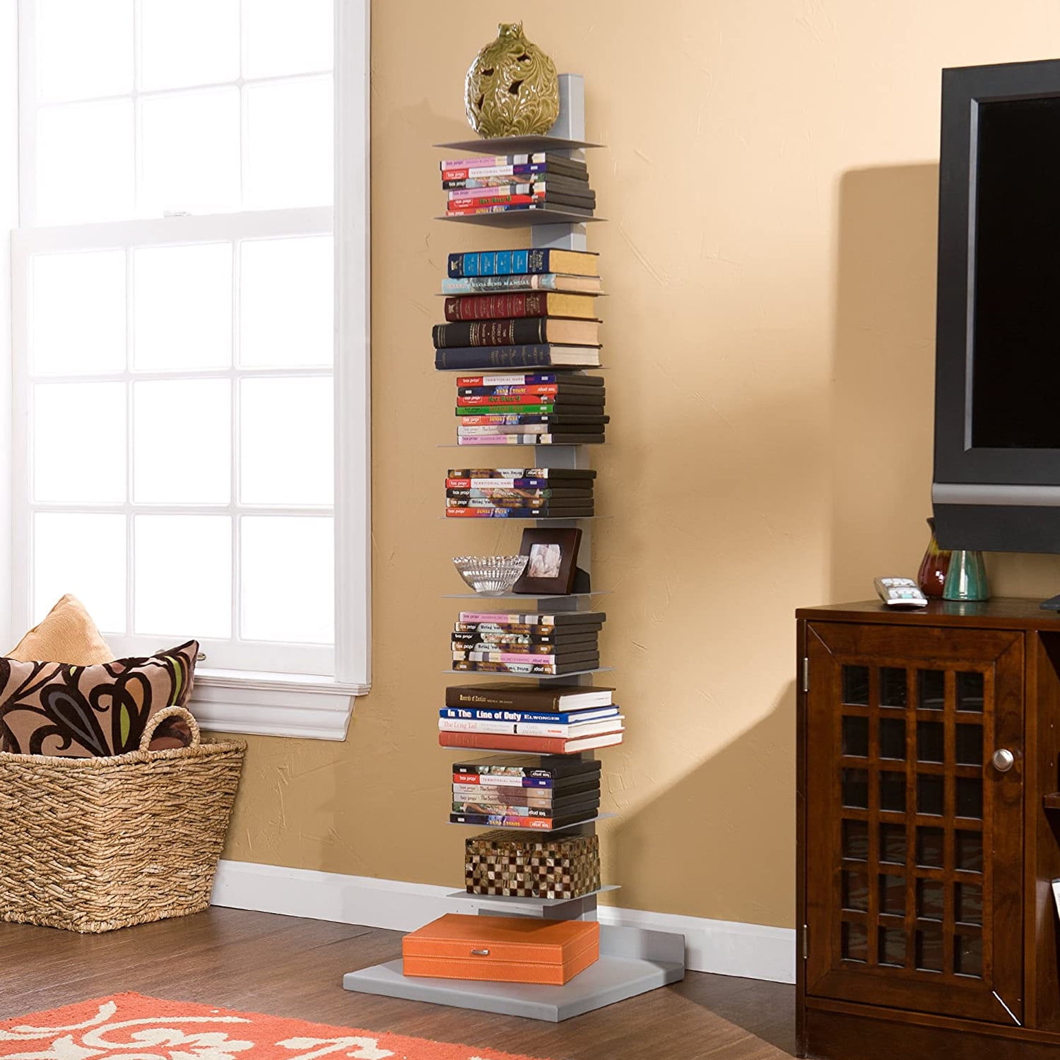 SEI Furniture Dellenby 11 Shelf Spine Book Tower 16 x 55.25