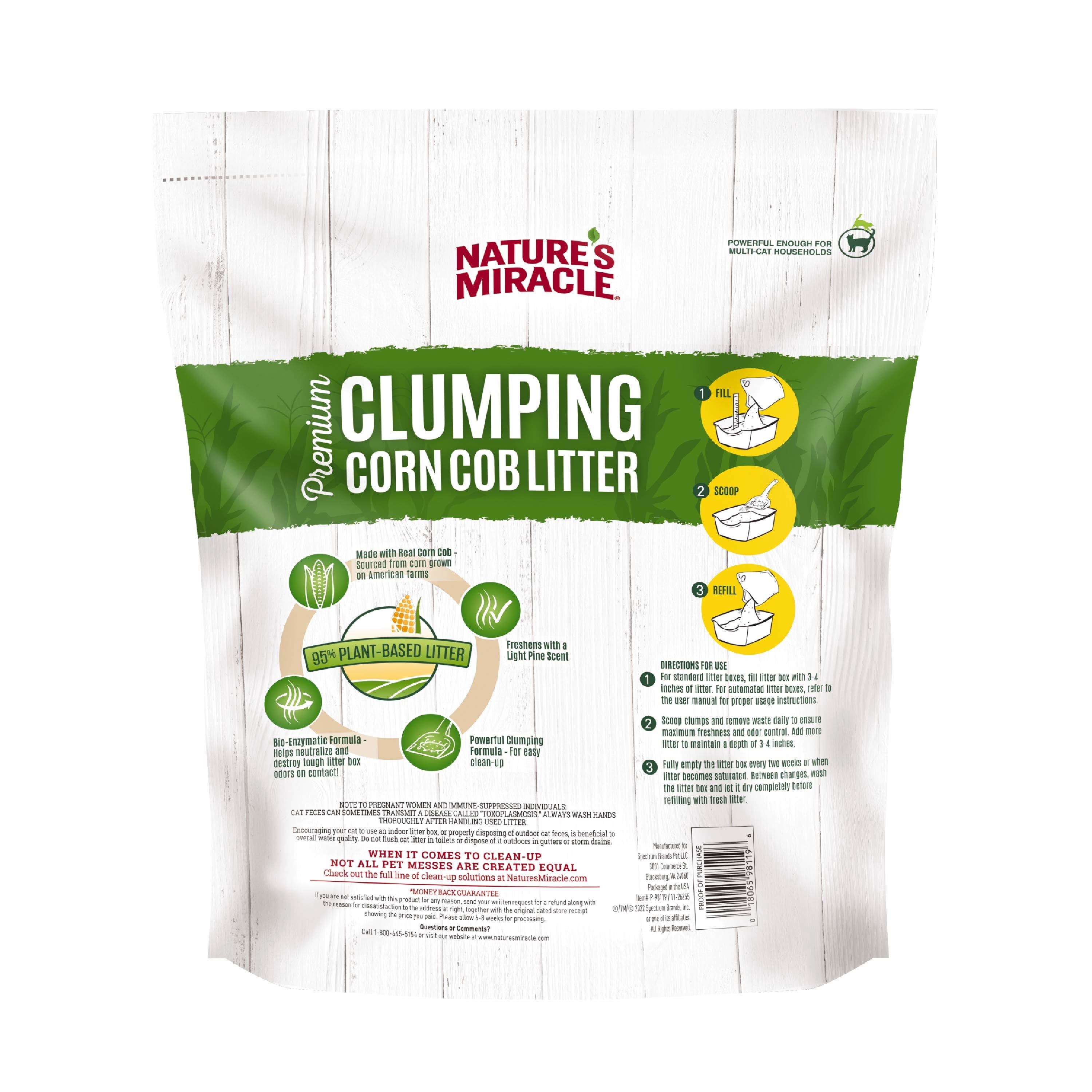 Nature’s Miracle Premium Clumping Corn Cob Cat Litter with Bio-Enzymatic Formula, 10 lb