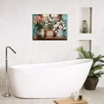 thumbnail image 3 of Farmhouse Flower Bathroom Decor Wall Art Rustic Floral Plant Pictures Wall Decor Relax Soak Unwind Bathroom Sign Canvas Painting Prints Artwork Home Decor Framed for Bathroom Bedroom 16"x12", 3 of 6
