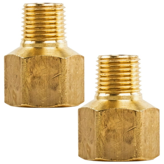 2 Pack 1/4" FNPT x 1/8" MNPT Pipe Adapter Brass Pressure Gauge Connector Extender
