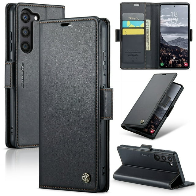 CaseMe Funda de Cuero para Samsung Galaxy S24+ 5G con Bloqueo RFID, para Samsung Galaxy S24+ Funda para Mujer y Hombre, Tarjetero con Cierre Magnético, Funda Tipo Folio para Samsung Galaxy S24+ 5G