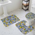 thumbnail image 3 of Summer Bohemian Lemon Bathroom Rugs Set Country Vintage Yellow Lemon Leaf Blue Floral Plaid Non Slip Absorbent Bath Mats 3 Piece Set, U-Shaped Floor Mat, Toilet Seat Cover Large Size, 3 of 9