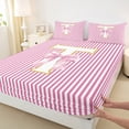 thumbnail image 3 of Homewish Cartoon Cute Monogrammed Twin Sheet Sets, Pink Bow-tie Letter T Twin Fitted Sheet, Teens Kids Girls Flat Sheet, Breathable Home Decor, 3pcs, 3 of 7
