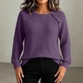 thumbnail image 7 of Xdegoge Womens Crewneck Ribbed Sweater Long Sleeve Pullover Tops with Button Shoulder Details Casual Fall Winter Knit Elegant Basic Fitted Knitwear, 7 of 7