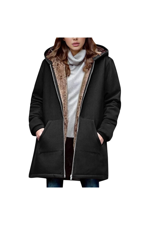 Women Fleece Jacket Winter Bomber Long Sleeve Faux Sherpa Fuzzy Casual Zip Up Coat Fleece Lambskin Thickened Jacket Top