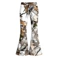 thumbnail image 3 of Grblisyd Girls Uniform Pants Kids Stretchy Elastic Waist Camo Maple Leaf Print Flare Pant with Pockets for 5-15 Years, 3 of 6