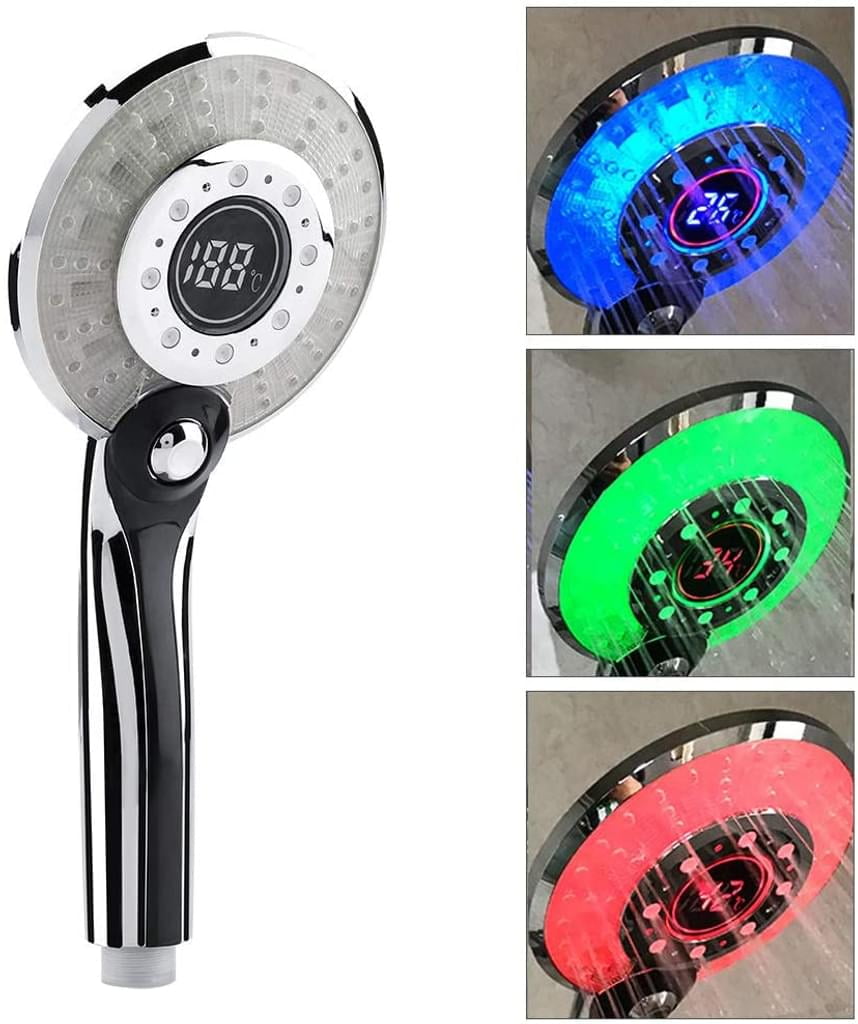 DAMAIE 3 Color LED Handheld Shower Head Temperature Control Hand Shower