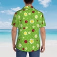 thumbnail image 4 of Xecao Daisies And Ladybugs Print Hawaiian shirt - A Stylish Short-Sleeve Button-Down for Men, Perfect for Casual Beach and Tropical Outings.,Medium, 4 of 7