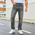 thumbnail image 2 of Men's Straight Leg Jeans Classic Regular Fit Button Closure Denim Pants Full Length Fashion Zipper Fly Trousers with Pocket for Casual, 2 of 6