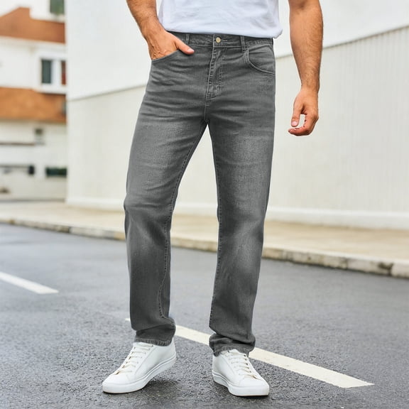 Gamivast Regular Fit Jeans for Men Classic Straight Leg Stretch Denim Pants Casual Work Trousers for Everyday Wear Comfort Bottoms Vintage Streetwear