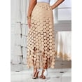 thumbnail image 5 of Lace Patchwork Women's Hollow Out Maxi Skirts High Waisted Boho Fringe Hem Long Skirt, 5 of 6