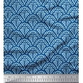 thumbnail image 1 of Soimoi Blue Japan Crepe Satin Fabric Floral Damask Printed Craft Fabric by The Yard 44 Inch Wide, 1 of 1