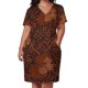 thumbnail image 3 of Vestido de noche para mujer, con estampado de batik de cobre, abstracto, digital, vectorial, arte natural, holgado, con bolsillos, morado, 3 of 7