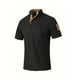 thumbnail image 4 of Playeras Elvqul de Caballero Negro Lino Playa Manga Corta sin Estampado con Solapa Botones, 4 of 9