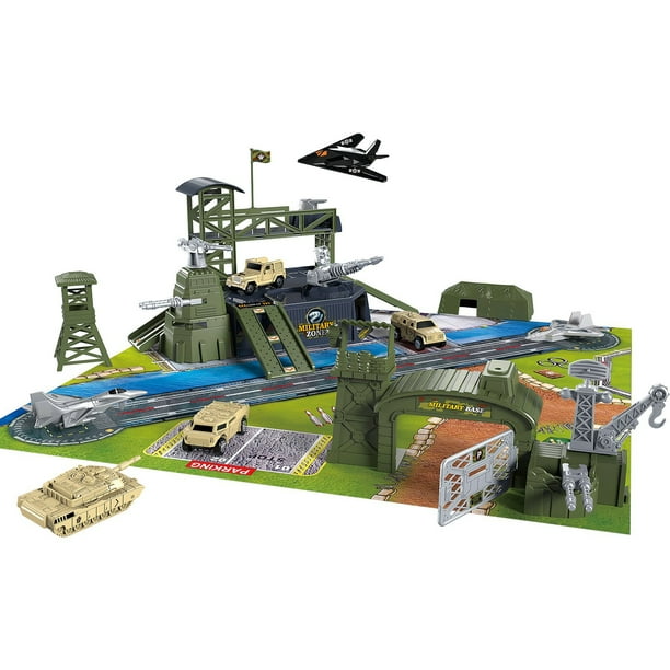 34 Pieces Military Base Set, Army Men Play Set with Military Vehicles