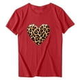 thumbnail image 5 of Women's Leopard Heart T-Shirts Valentines Day Fashion Short Sleeve Tops Cute Crewneck Basic Tee Top, 5 of 6