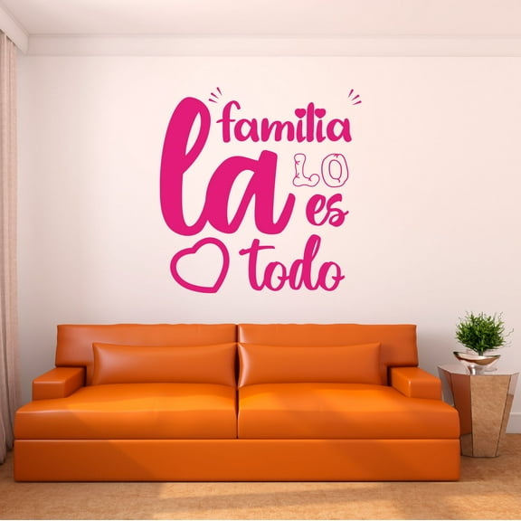 Spanish Wall Decals for Family Living Room - La familia lo es todo Family is Everything Quote Lettering Home Wall Sticker - Size: 10 In x 10 In
