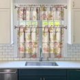 thumbnail image 3 of Pioneer Kitchen Curtains and Valance Set 36 Inch Tier Painting Watercolor Rose Flower 3 Pieces Set Dining Room Small Curtain Drapes Cafe Curtains Valance for Home Decor Rod Pocket, 3 of 6