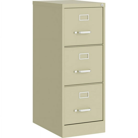 Lorell Commercial-Grade Putty Vertical File - 15" x 22" x 40.2" - 3 x Drawer(s) for File - Letter - Vertical - Ball-Bearing Suspension, Removable Lock, Pull Handle, Wire Management | Bundle of 5 Each