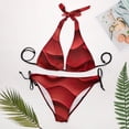 thumbnail image 4 of Women's Summer Red Wave Bikini Summer Triangle Bathing Suit Tie String Thong, 4 of 4