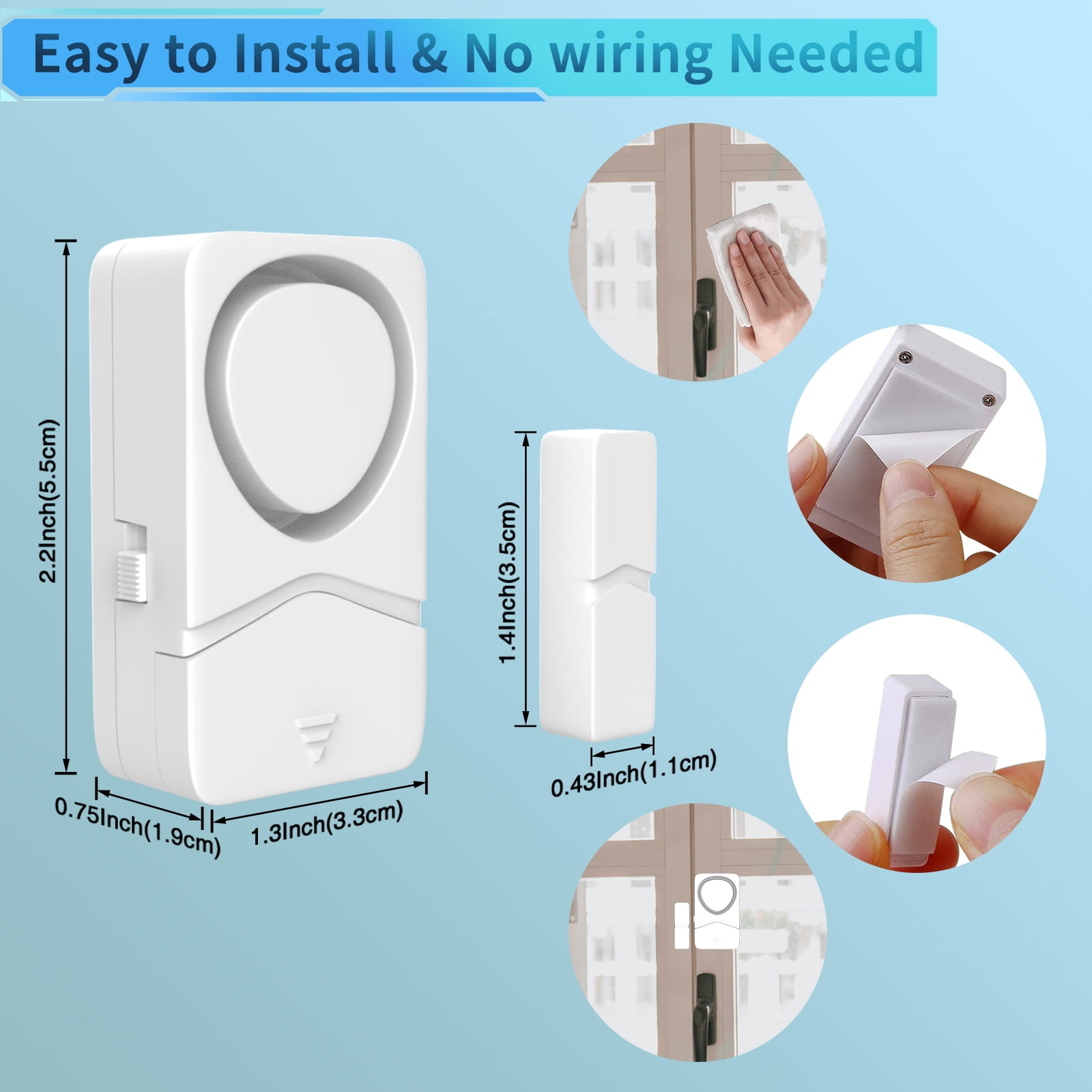 Greencycle Window Alarm Sensors,Sliding Door Alarms when Opened,Alarm Door Left Open,Door Alarm Delay,110dB Loud Alarm,Easy Installation,4 Alarm Modes,Suitable for Fridge, Dormitory,Home,Shop,9PK