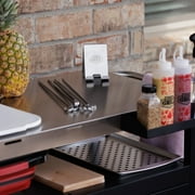 Expert Grill Outdoor BBQ Prep Cart with Wheels, Stainless Steel Top & Storage Shelves