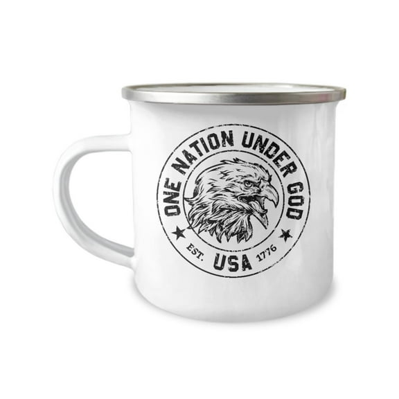 One Nation Under God Enamel Camping Coffee Mug - Great Gift Idea for Friends and Family