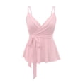 thumbnail image 5 of SGMVNU Women's Cute Sleeveless Peplum Tank Tops Sleeveless V Neck Crop Wrap Top Cute Summer Tie Front Camisole, Light Pink, Size 2XL, 5 of 6