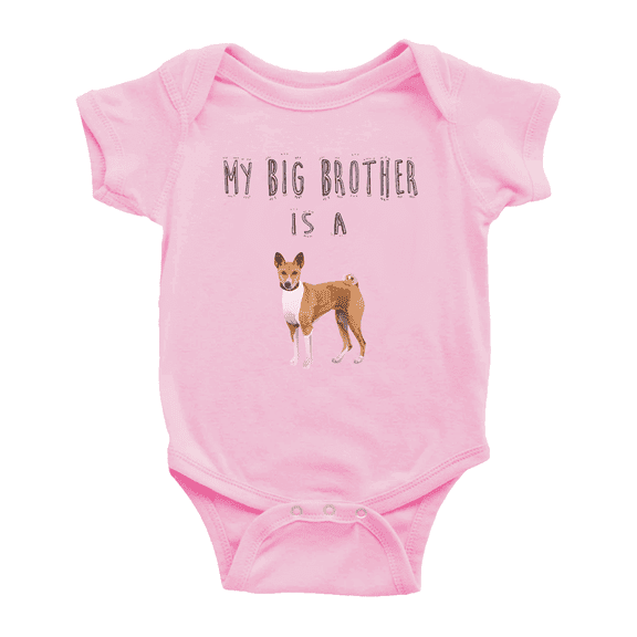 My Big Brother Is A Basenji Dog Funny Baby Clothes Bodysuit Infant Boy Girl Unisex