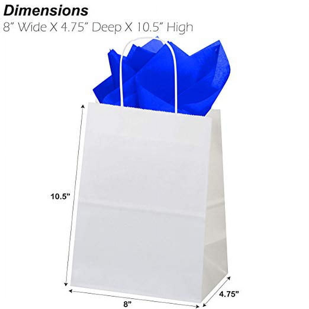 50ct White Paper Gift Bags + 100ct Sapphire Gift Tissue (Flexicore Packaging)