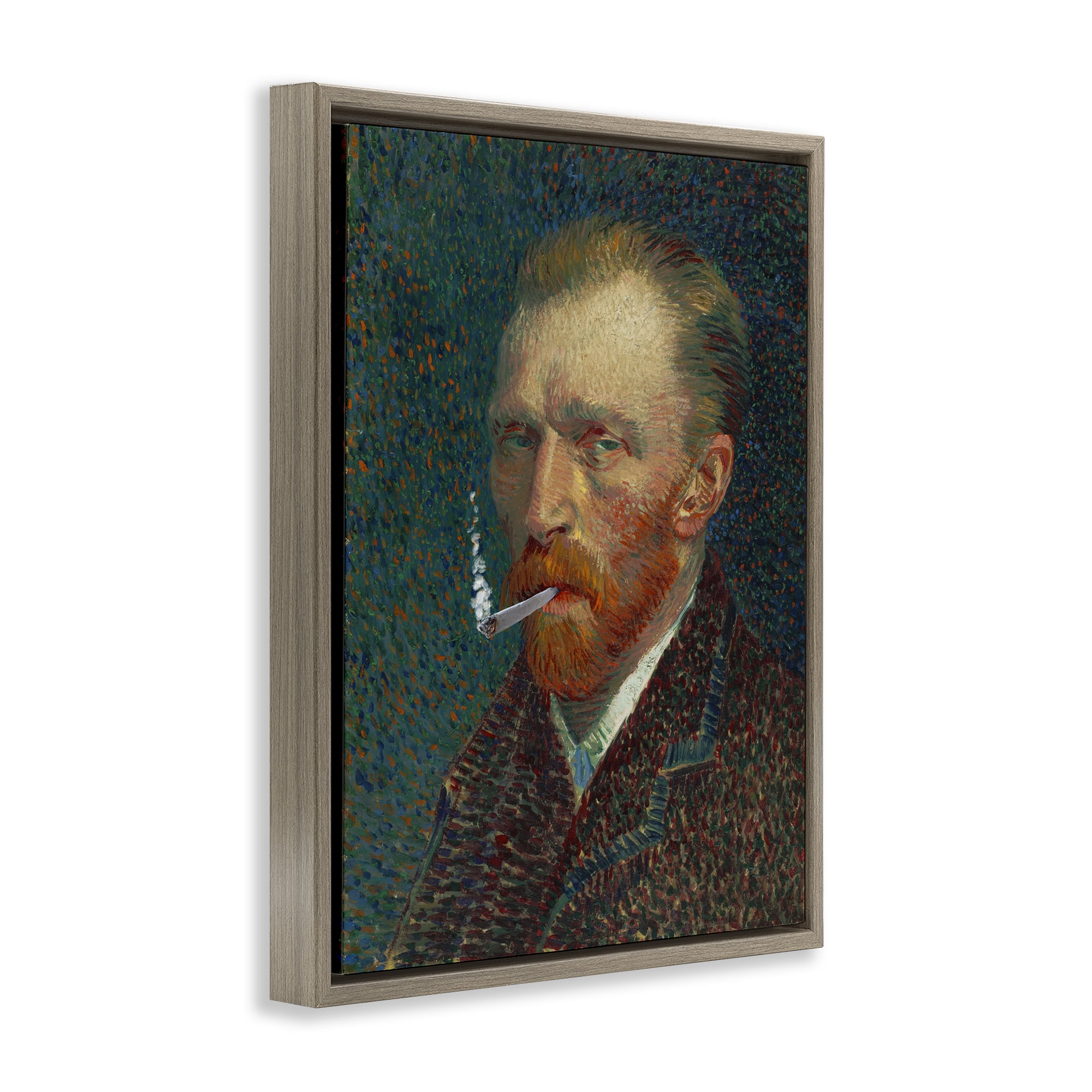 Van Gogh Portrait with Smoke Brown Framed Floater Canvas Wall Art, design by Masters Redux
