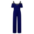 thumbnail image 5 of Baqcunre Women's Short Sleeve V-Neck Wide-Leg Waisted Print Dressy Jumpsuit Jumpsuits for Women Dressy Womens Jumpsuit One Piece Jumpsuit Pants for Women ,Blue,Size S-Xxl, 5 of 5