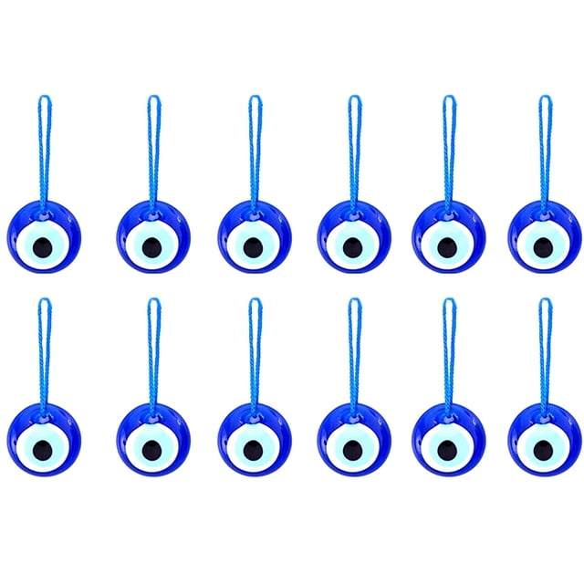 Evil Eye Beads Erbulus, cristal turco, azul, 1,6 cm de diámetro, 12 unidades