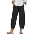 thumbnail image 4 of Mujer Pantalones Bolsillo Noveno Pantalones Pantalones deportivos holgados de pierna ancha, Negro, XXL Jumpingount AP002213-26, 4 of 5