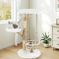 thumbnail image 4 of Costway 48.5" Solid Wood Cat Tree with Hanging Cradle Jute Scratching Post Perch Soft Plush, 4 of 10
