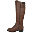 thumbnail image 3 of Encina-S Cognac Brown Soda Women Buckled Flat Riding Boots Side Zipper Knee High Elastic Calf 10, 3 of 4