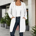 thumbnail image 2 of Women Long Zip Up Hooded Tunic Jacket, Oversized Double Fleece Long Sleeve Pocketed Hoodie for Fall Winter Casual Daily (White/XL), 2 of 5
