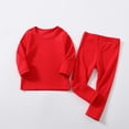 thumbnail image 2 of CPNG Children's Kids Boys Girls Knitted Thermal Underwear Solid Color Casual Home Underwear Pullover and Pants 2 Piece Set(Red,6-12 Months), 2 of 3
