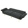 thumbnail image 5 of Convertible Sofa Bed,Velvet Reversible Loveseat with Removable Armrests and Metal Legs,Futon Sofa Bed with Storage Bags for Living Room and Bedroom,Black, 5 of 7