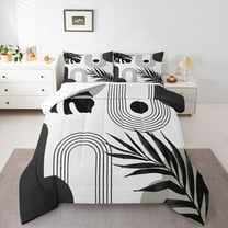 Homewish Vintage Geometric Striped Bedding Comforter Set,Modern Minimalist Art Twin Comforter Sets,White Black Bedding Set For Men Women,Microfiber Bedroom Decor Reversible,2-Piece