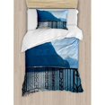 thumbnail image 3 of Modern Duvet Cover Set King Size, Mediterranean Italian Design Island Mountain View with Ocean Open Sunny Sky Photograph, Decorative 3 Piece Bedding Set with 2 Pillow Shams, Blue, by Ambesonne, 3 of 3