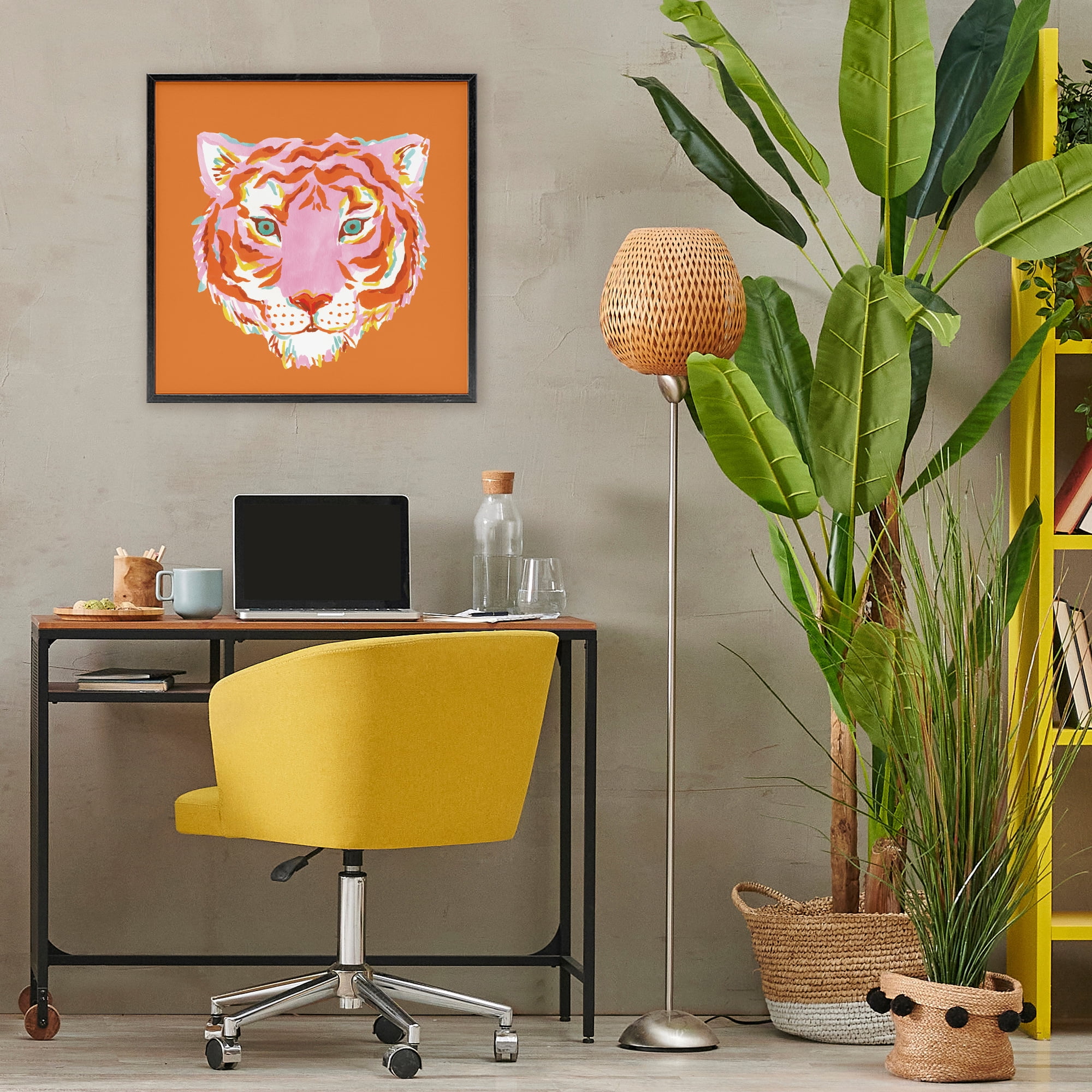 Stupell Industries Fun Bold Orange Tiger Black Framed Giclee Art, design by Karolina Sato