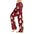 thumbnail image 2 of Women's Soft Comfortable Plush Casual Pyjama Bottoms with Christmas Snowflake and Tree Print, Home Sleep Pants for Winter Wear, Cozy Lounge Pants and Indoor Use, Hot Pink, M, 2 of 5